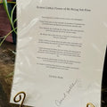 Framed poem print titled “Broken Little Pieces of Me Being Set Free,” signed by Caradi Wells, faith wall art.